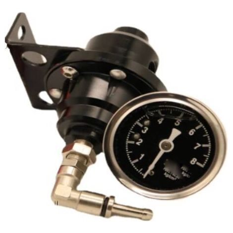 Régulateur de pression de carburant réglable en alliage d'aluminium, régulateur de pression de carburant réglable pour automobile, avec manomètre (noir) (1/4)