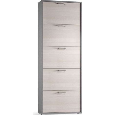 Terraneo Scarpiera 5 Ante Bianco Cemento - Salvaspazio 65x18x184 cm