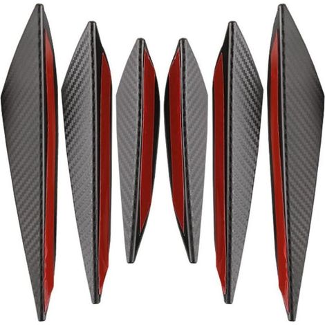 Protections universelles anti-collision pour pare-chocs, 6 Pcs répartiteurs universels Rebord Pare-Chocs Avant de Voiture, bandes adhésives universelles anti-rayures, ailerons Caoutchouc pour Voiture