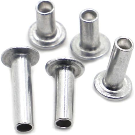 Lot de 30 rivets semi-tubulaires à tête plate large, rivets à bride en aluminium à tête ronde plate, rivets de frein, rivets (1/5)