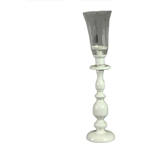Portacandele ferro bianco cm 12x12h53 (1/2)
