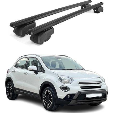 OMAC Aluminium Dachträger Querträger für Fiat 500X 2015-2026 – City Crash – ISO/PAS 11154:2006 – Abschließbar – Max. 75 kg – 2 Stangen Schwarz (1/5)