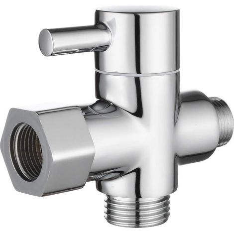 Vanne 3 Voies en Laiton Massif 3/8\\\\" Adaptateur Vanne de Derivation pour Toilette WC- (1/5)