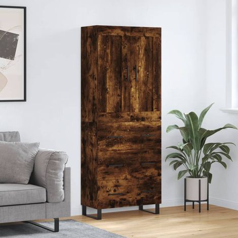 Highboard Räuchereiche 69,5x34x180 cm Holzwerkstoff
