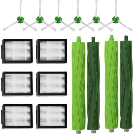 Kit complet pour Roomba E5/i7. Grand kit de remplacement pour E5, E6, i7 et i7+ comprenant 6 brosses latérales, 6 filtres et 2 rouleaux centraux (1/5)