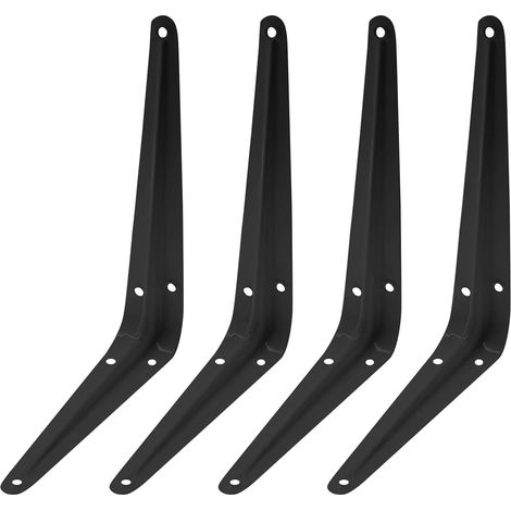 Mensola angolare in metallo nero resistente, composta da 4 pezzi (2025 cm), con viti incluse, adatta per il montaggio e il supporto a parete. (1/4)