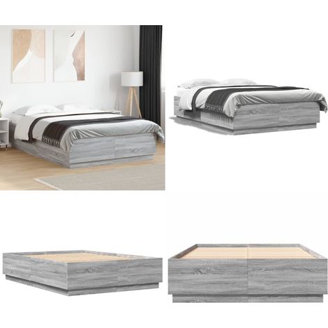 Cadre de lit sans matelas sonoma gris 150x200 cm - Cadre De Lit - Lit Double - Sommier - Lit Moderne - Lit Gris - Home & Living (1/5)
