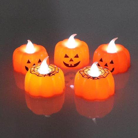 12 décorations lumineuses LED électroniques pour citrouilles d'Halloween - Décorations d'ambiance - Jouet lumineux pour citrouille