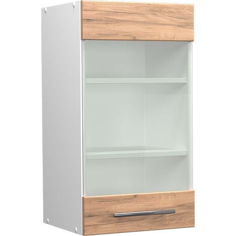 Armario de cocina con vidrio Fame-Line, Roble dorado, 40 cm, Vicco