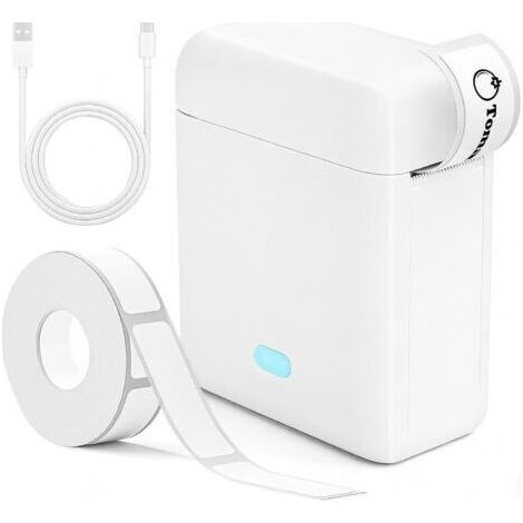 Blanc Imprimante Etiquette Autocollante Bluetooth,Etiqueteuse Autocollantes Mini,Imprimante D'étiquettes Thermique sans Encre Portable,pour Maison,École,Bureau