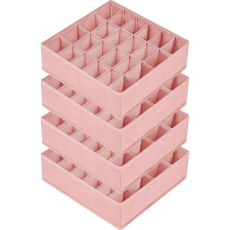 Aufbewahrungsboxen Socken Organizer Schubladen 4 Stück 24 Fächer Rosa (1/5)