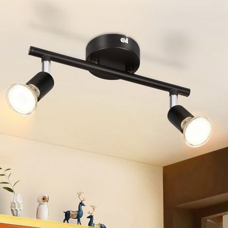 GBLY Deckenstrahler Schwarz 2 Flammig Deckenleuchte - Deckenspots GU10 Schwenkbar 330° Drehbar Deckenlampe Modern Metall Spot Decke Wohnzimmer Schlafzimmer Flur Ohne Leuchtmittel,Max 25Wx2