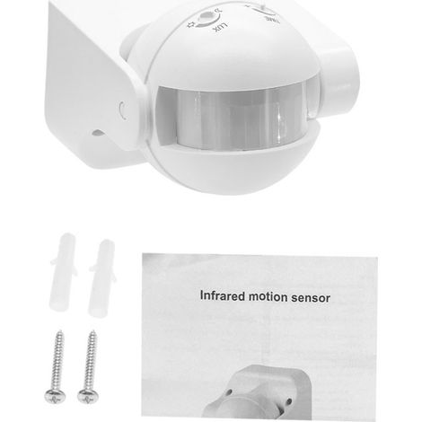 Interruptor de seguridad exterior con detector de movimiento infrarrojo PIR, 180° IP44, 220-240 V CA, alcance máximo 12 m, intensidad luminosa 3-2000 lux. (1/5)