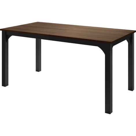 Mesa Oswego 137, Nogal + Negro, 76x90x160cm, Alargamiento, Aglomerado laminado, Metal