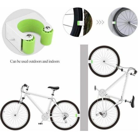 Support Vélo Mural Boucle de Rangement Vertical, Clip Présentoir Route/VTT, Fixation Solide Vert 4x4x2cm (1/4)