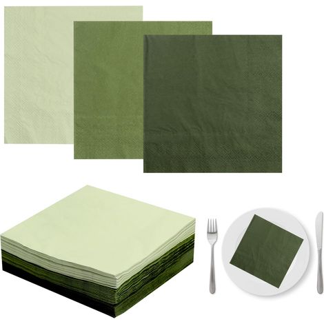 Lot de 60 serviette de table vert sauge,33 x 33 cm serviette papier vert sauge,serviettes verts sauges,à utiliser pour les fêtes d'anniversaire,les mariages, les fêtess de famille (1/5)