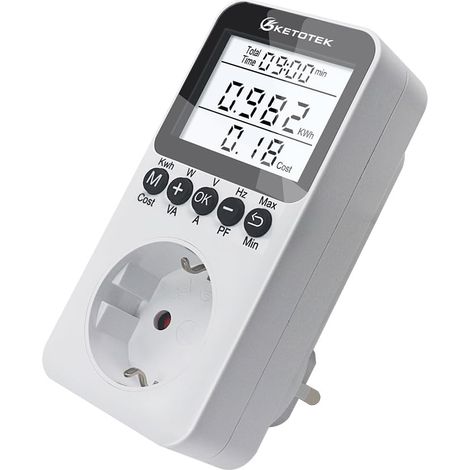 Wattmetre Prise, Compteurs D'énergie, Mesure Consommation Electrique, Compteur Electrique avec Écran LCD Rétroéclairé Surcharges de Protection 3680W (1/5)