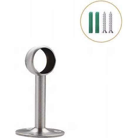 Lot de 2 supports avec tube pour penderie en acier inoxydable, Dia 19mm (1/2)