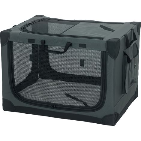 Weiche, faltbare Haustiertransportbox für Hunde und Katzen mit Kissen, waschbarem Bezug, Türen, atmungsaktivem 600D Oxford-Gewebe, 76 x 54 x 54 cm, Vert