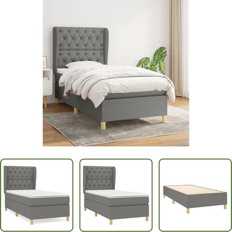 Matratze - Boxspringbett mit Matratze Dunkelgrau 80x200 cm Stoff (1/5)