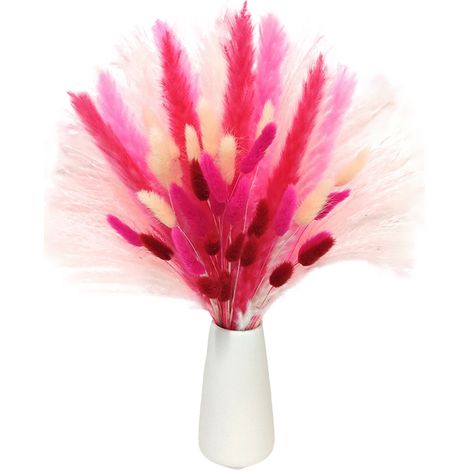 Bouquet de fleurs séchées CH-153 Rose roseau queue de lapin décoration intérieure élégante avec coffret en cuir (1/5)