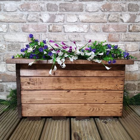 Hand Made 56cm x 34cm Rustic Wooden Small Garden Trough / Flower Bed Planter (1/5)