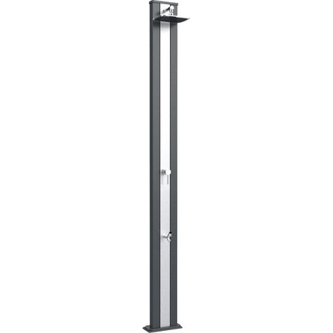 Doccia Solare da Esterno Giardino 30L Miscelatore e Lavapiedi Arkema Spring S Fascia Inox Grigio An (1/5)