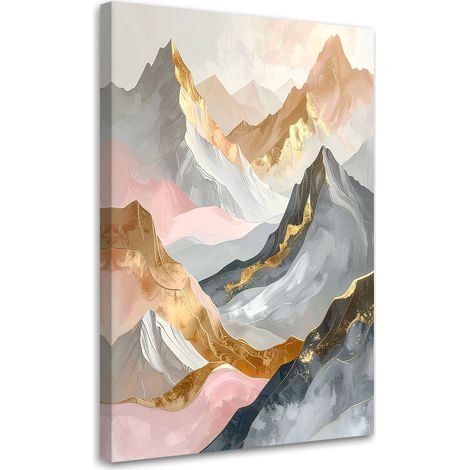 Tableaux, Pastel abstrait Montagnes dans les tons dorés,30x45 (1/4)