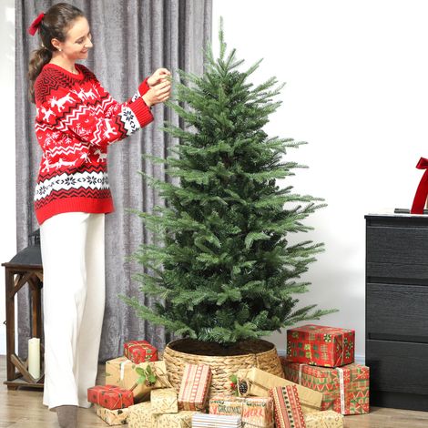 Árbol de Navidad Artificial 150 cm con 1186 Ramas y Soporte Metálico Plegable Fácil Montaje para Salón Interior Verde (1/5)