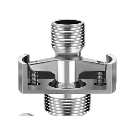Shower faucet adapter, brass swivel joint, electroplated silver finish, universal long curved angle design. (1/5)
