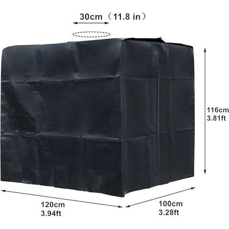 Bache pour Cuve 1000L IBC – 116x100x120 cm – Couvercle imperméable anti-UV & anti-poussière – Noir – Compatible avec bouchon de cuve à eau (1/5)
