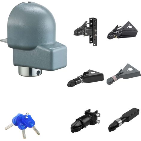 Antivol d'attelage remorque, compatible attelages fonte/Bulldog 58,6 mm, cadenas de remorque renforcé avec 3 clés, résistant à la corrosion, blocage de boule antivol pour camping-car, remorque, bateau (1/5)