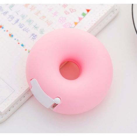 Papeterie créative de dessin animé Porte-bande de beignet portable Coupe-bande caché avec petit ruban 10  15cm rose