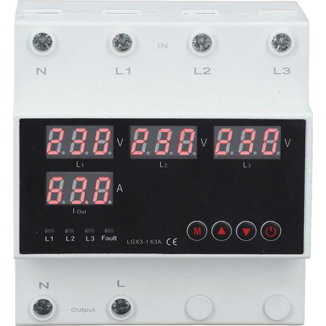 Commutateur de transfert automatique ATS 63A 3PH Écran LED Protecteur de tension réglable pour générateur onduleur AC220V(230-300V Maximum 140-220V Min) (1/5)