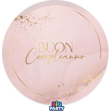 Big Party Piatti Carta Buon Compleanno Blush Rose D 18 Cm Cf 6 Pz Rosa