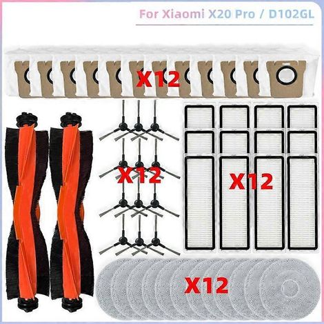 Kit d'accessoires pour aspirateur robot X20 PRO / D102GL : brosse principale latérale, filtre HEPA, lingette de nettoyage, sac à poussière. (1/5)