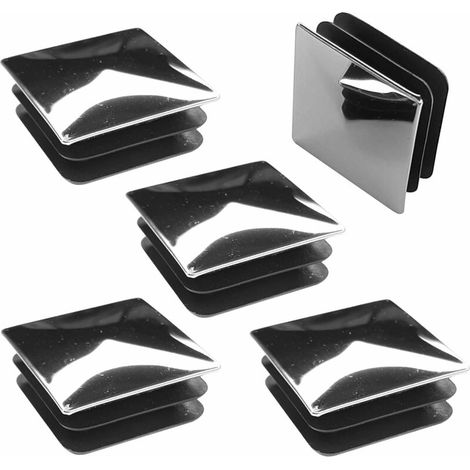 5x Bouchon de tube carré embout rentrant tuyau chromé brillant meuble pied capuchon, 18 x 18 mm (1/2)