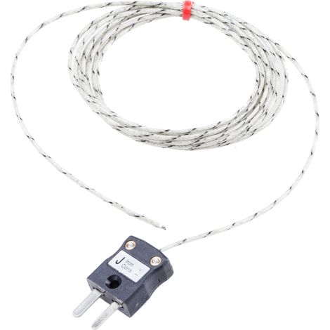 Thermocouple type J Ø 1/0.3mm, L 2m, +350°C max à Fiche mâle miniature ( Prix pour 1 )