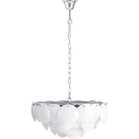 Lustre art déco en cristal blanc finition sablée élégant - Blanc cristal finition sablée (1/5)