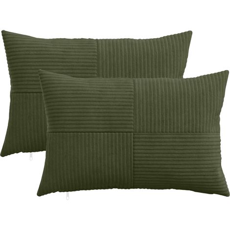 Housse de coussin 2 pcs ALMELO Vert 30 x 50 cm velours côtelé vidaXL
