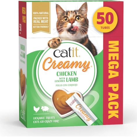 Catit Creamy Snacks Para Gatos de Pollo y Cordero - 50 Tubos x 10 g