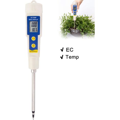 Testeur de sol 2 en 1, mesure de la conductivité électrique et de la température du sol pour la culture hydroponique, les piscines et le jardin. (1/5)