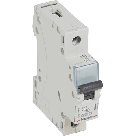 Interrupteur automatique magnétique thermique, 1P, 10 A, courbe C, 6 kA, 1 module, TX3 (1/5)
