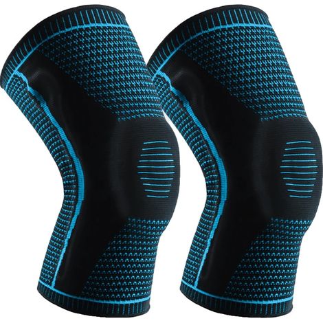 Ginocchiere a compressione, design leggero, confezione da 2 - Blu, taglia media (1/2)