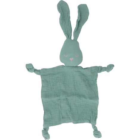 Bébé Lapin Douceur Doudou Couverture Sécurité Double Couche Fil Haute Absorption Jouet Réconfort Vert (1/5)
