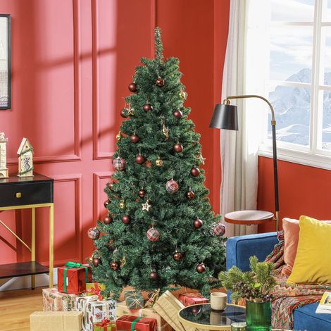 Árbol de Navidad Artificial 180 cm con 760 Ramas de Alambre de Memoria y Base Plegable Árbol de Navideño Verde (1/5)