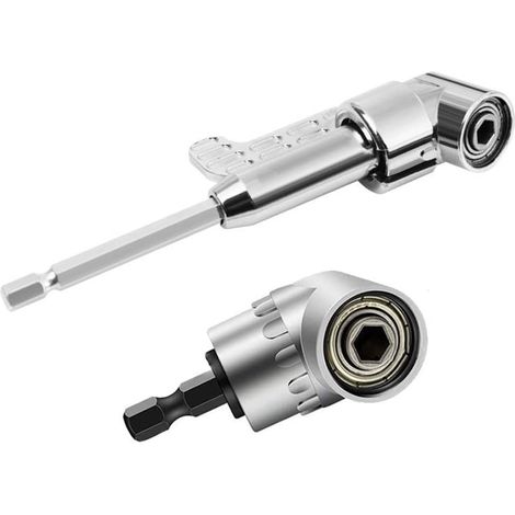 Set mit 2 105°-Winkelbohradaptern (6,35 mm) mit Sechskantschaftschraubendreher, Verlängerungsbithalter für elektrische Bohrmaschinen, Winkelschraubendreher, Werkzeug