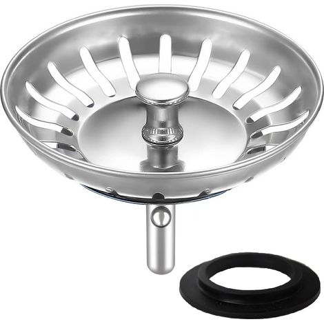 Crépine d'évier en acier inoxydable 80 mm, bouchon de vidange universel anti-obstruction, compatible avec les éviers Blanco Franke, joints supplémentaires inclus