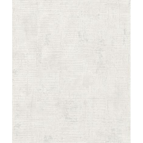 Papier peint effet enduit patiné blanc ivoire
