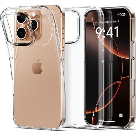 Funda para iPhone 16 Pro, erbord Slim, transparente + cristal 9H (1/5)